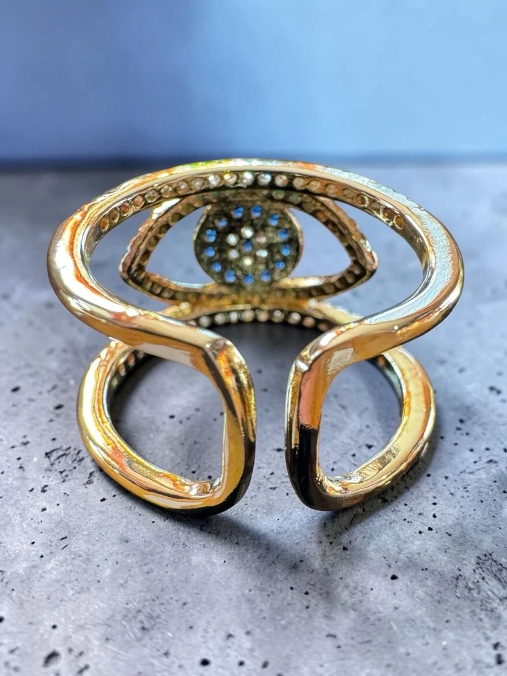 Bohemian Evil Eye Multilayered Crystals Statement Ring. New.